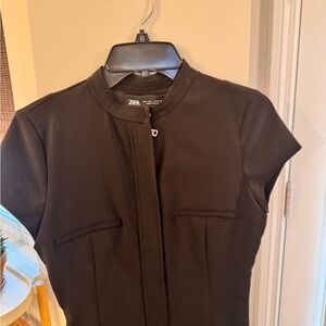 Zara Classic Black Cap Sleeve Dress